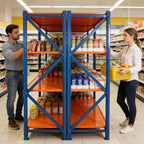 Scaffali resistenti per garage VIYET, scaffalatura metallica regolabile a 4 ripiani con portata di 4400 libbre, blu e arancione, per uso industriale e stoccaggio commerciale, attrezzi e palestra