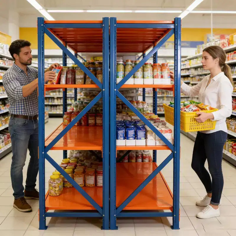 Scaffali resistenti per garage VIYET, scaffalatura metallica regolabile a 4 ripiani con portata di 4400 libbre, blu e arancione, per uso industriale e stoccaggio commerciale, attrezzi e palestra