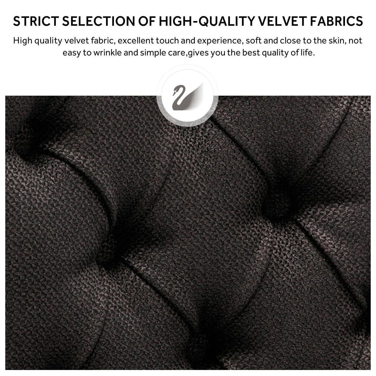 Ensemble de 6 chaises de salle à manger rembourrées en velours capitonné avec pieds en bois massif