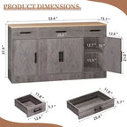 Celebalcony Buffet Cabinet with Storage,53.4 Large Kitchen Storage Cabinet with 3 Drawers & 4 Doors, Adjustable Shelf for Kitchen,Living Room