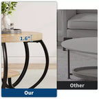 30 Inch Round Industrial Coffee Table 2-Tier with Adjustable Feet Wood Grain Shelf Flame Design Easy Assembly Living Room