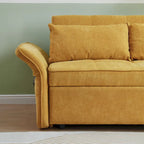 Canapé-lit escamotable en tissu chenille jaune - 39.00 x 53.50 x 31.50