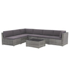 Ensemble de canapé modulaire d’extérieur rembourré en osier et acier, 7 pièces