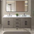 Meuble-lavabo Vanity Art 72 à double vasque avec plateau en marbre reconstitué