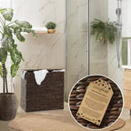 Cesto portabiancheria Casafield a 2 scomparti con coperchio e sacchetti foderati rimovibili, selezionatore in giacinto d'acqua intrecciato per i vestiti