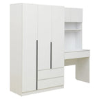 Armoire 3-en-1 avec coiffeuse, ensemble bureau, armoire de chambre avec 2 tiroirs, 3 portes et espace de rangement