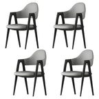 Modern Leather Curved Open Back Arm Dining Chair