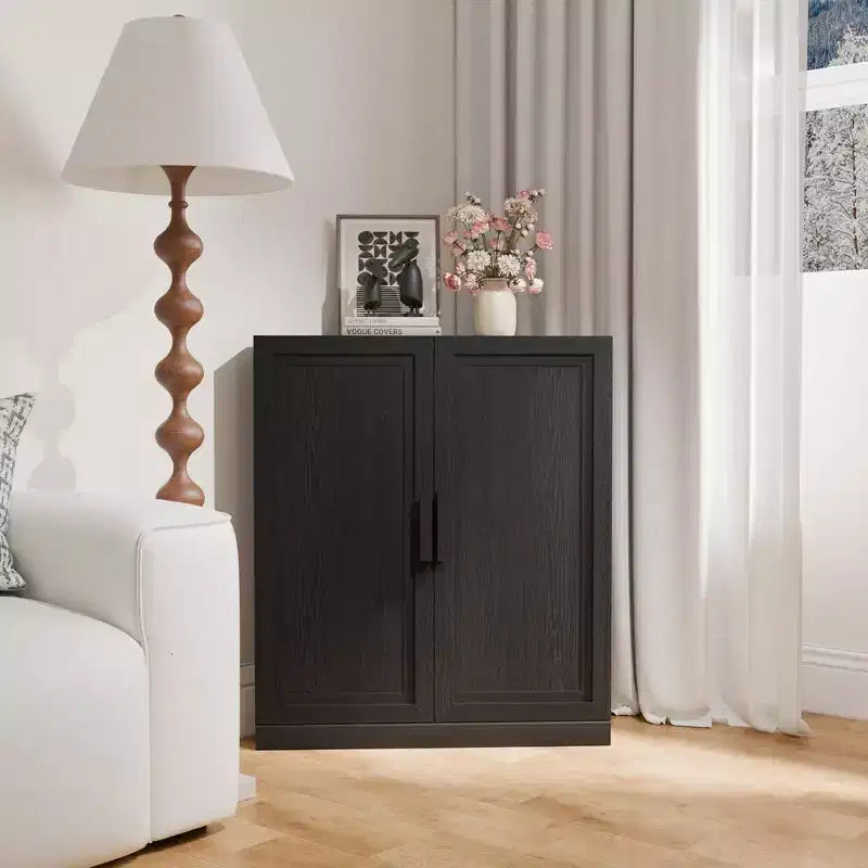 Meuble d’angle Dovelina avec étagères réglables, buffet, meuble à vin et meuble de cuisine et de salle à manger avec portes en bois - 31 po H x 31 po L, 36 po H x 31 po L