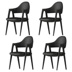 Modern Leather Curved Open Back Arm Dining Chair