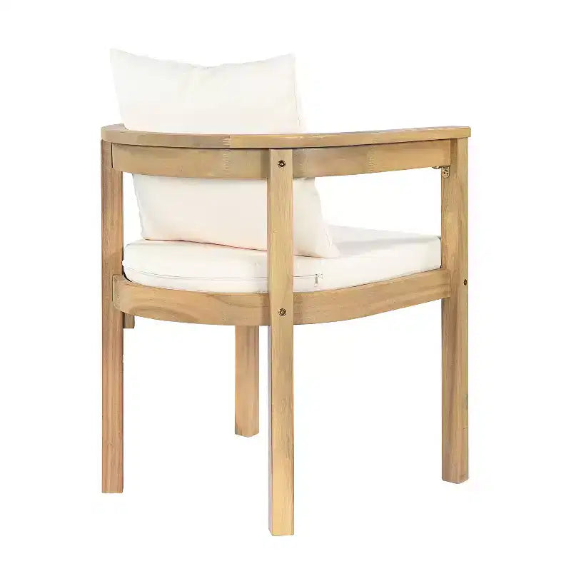 Christopher Knight Home Irene Ensemble repas d’extérieur rustique de 9 pièces en bois d’acacia, avec chaises à dossier incurvé et coussins