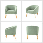 Fauteuil bouclé moderne Sheila de 30 W avec pieds en bois massif, lot de 2, par HULALA HOME