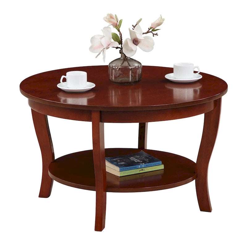 Tavolino rotondo da caffè Convenience Concepts American Heritage con ripiano
