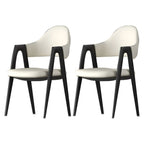 Modern Leather Curved Open Back Arm Dining Chair