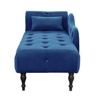 Chaise longue moderna da 60,6" in velluto con bottoni trapuntati, gambe in legno massello e borchie decorative