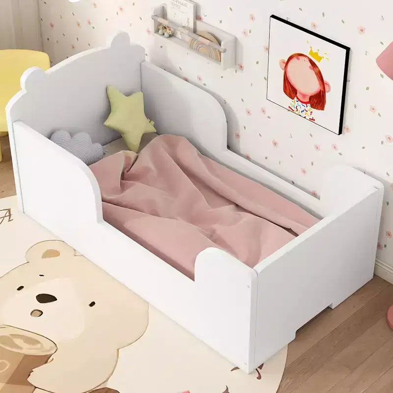 Letto da pavimento a forma di orso Okak per bambini dai 3 ai 6 anni, struttura per letto da bimbo con sponda di sicurezza, grazioso letto per bambini a forma di animale