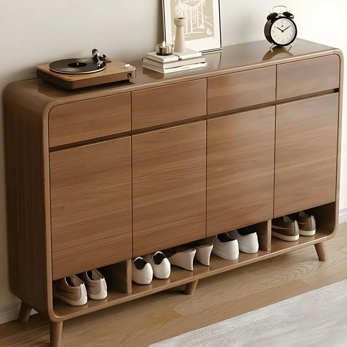 Meuble à chaussures moderne de taille moyenne en bois pour couloir