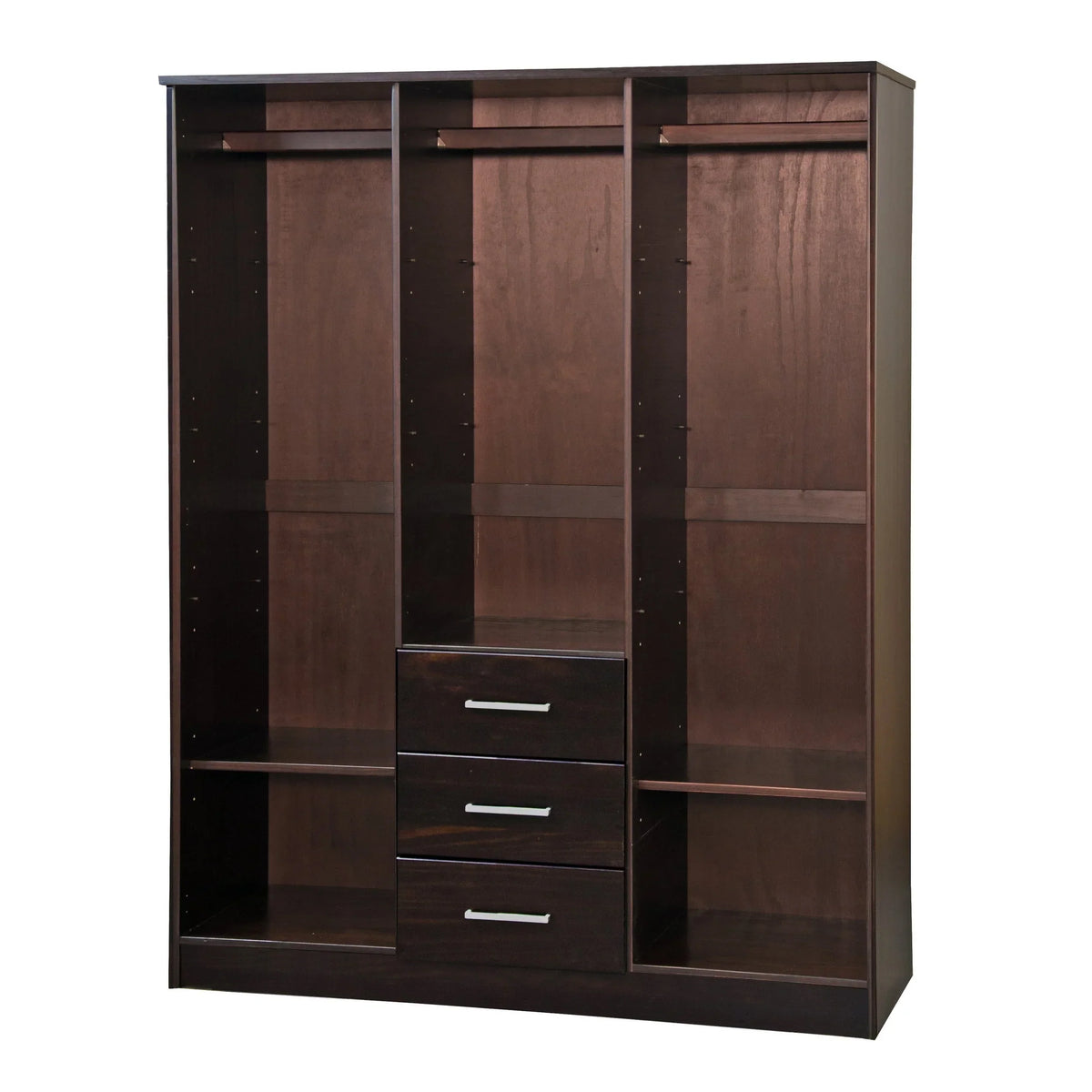Armadio guardaroba a 3 ante Cosmo Palace Imports in legno massello al 100%, con ante in legno massello o a specchio