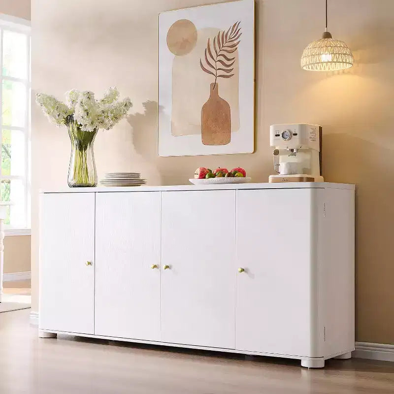 Credenza da cucina con 4 ante e ripiani, grande credenza moderna, mobile contenitore da 66 pollici per angolo caffè