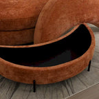 Fauteuil tonneau moderne rond avec 5 coussins et pouf en option