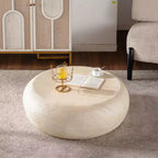Table basse ronde en MgO avec finition imitation pierre pour salons modernes du milieu du siècle