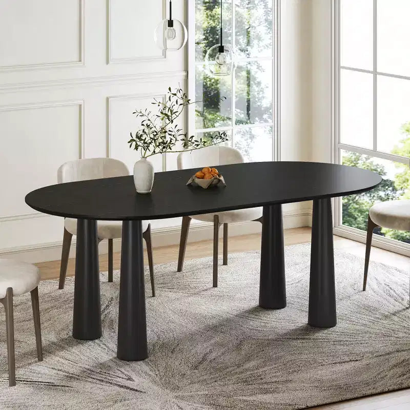 Tavolo da pranzo ovale in legno Dovelina da 67 con 4 gambe, tavolo da cucina moderno per 6 persone
