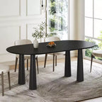 Tavolo da pranzo ovale in legno Dovelina da 67 con 4 gambe, tavolo da cucina moderno per 6 persone