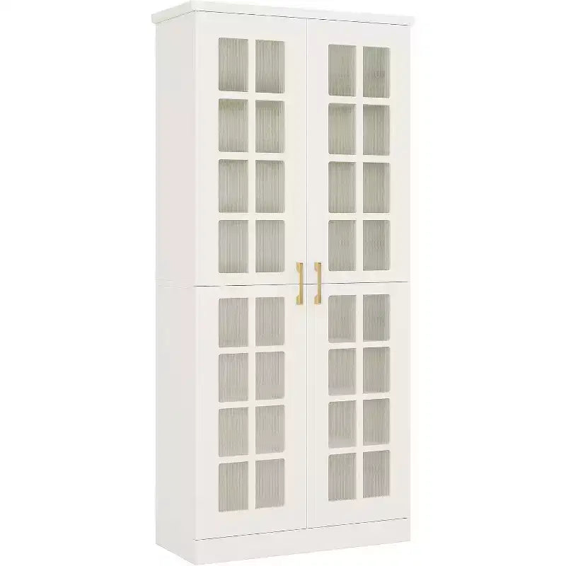 Meuble à chaussures haut Lantine avec portes, rangement à chaussures à 8 niveaux avec étagères réglables, meuble à chaussures moderne pour entrée, placard ou salon, blanc