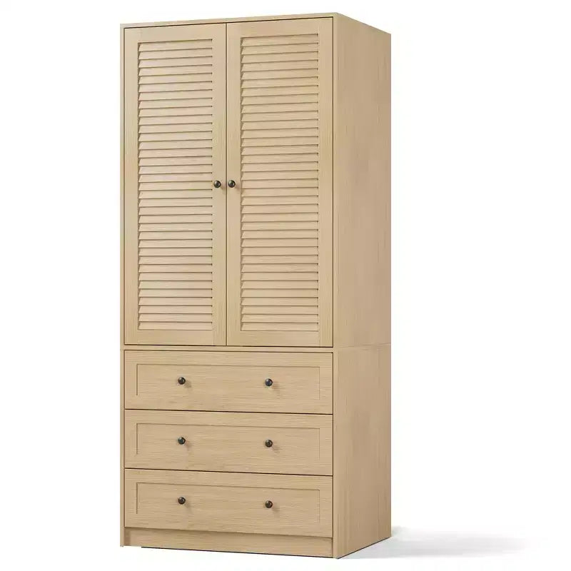 Armadio guardaroba COZONY con 3 cassetti e 2 ante, mobile guardaroba moderno in legno per camera da letto, armadio indipendente bianco resistente