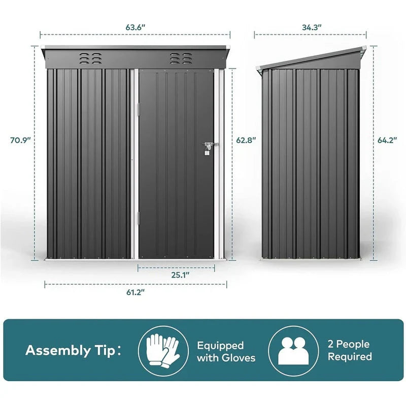 Outdoor Storage Metal Shed Garden Tool Shed with Lockable Door for Patio Furniture and Tools