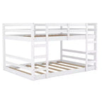 Low Bunk Bed , Wooden Floor Bunk Bed with Ladder, Bunk Bed with Full Guardrails
