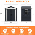 Abri de rangement extérieur en plastique et résine tout temps avec plancher, remise à outils Spire, 6 pi x 4 pi/6 pi x 8 pi/8 pi x 6 pi/8 pi x 10 pi
