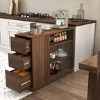 Buffet moderne GDFStudio Hikaru avec portes coulissantes en verre et tiroirs