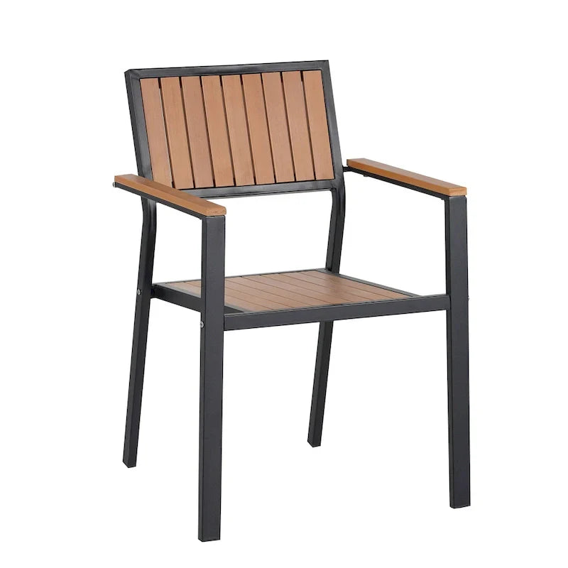 Set da pranzo da esterno estensibile da 7 pezzi con tavolo estensibile e 6 sedie con braccioli
