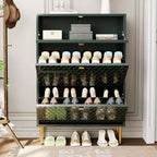 Meuble de rangement à chaussures CLIHOME pour entrée, 24 paires, avec tiroirs basculants, étagère et placard