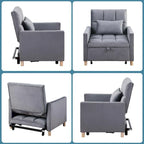 Poltrona letto trasformabile Aukfa, poltrona singola con cuscino