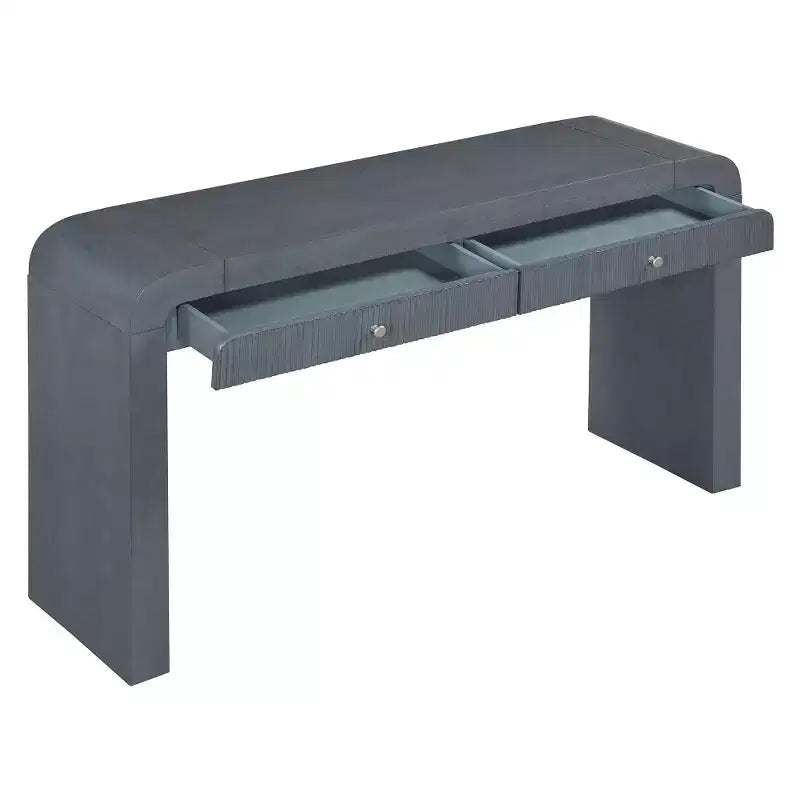 Table console rustique Whisen, table d’entrée et table d’appoint avec façade de tiroir cannelée