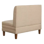 Set da pranzo Lifestorey Kerrington da 4 pezzi con banquette con schienale trapuntato, noce/crema: tessuto effetto lino, tavolo con base a piedistallo