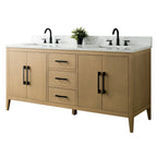 Meuble-lavabo Vanity Art 72 à double vasque avec plateau en marbre reconstitué