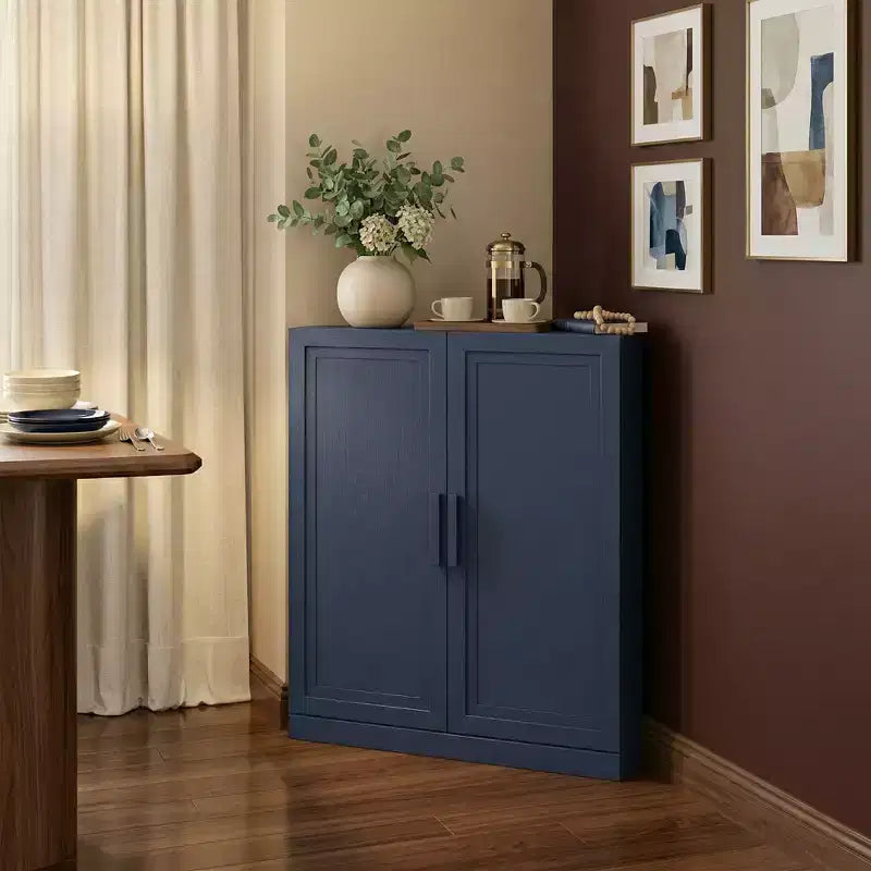 Meuble d’angle Dovelina avec étagères réglables, buffet, meuble à vin et meuble de cuisine et de salle à manger avec portes en bois - 31 po H x 31 po L, 36 po H x 31 po L