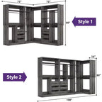 Ensemble Besiost de 3 éléments pour dressing d’angle avec étagères en colonne et tiroirs, organisateur de dressing autoportant avec tringles