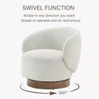 Fauteuil tonneau pivotant rembourré d’appoint Spruce&Spring avec base en bois