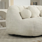 Fauteuil lounge blanc de 63,78 po, revêtu de chenille avec mousse haute densité