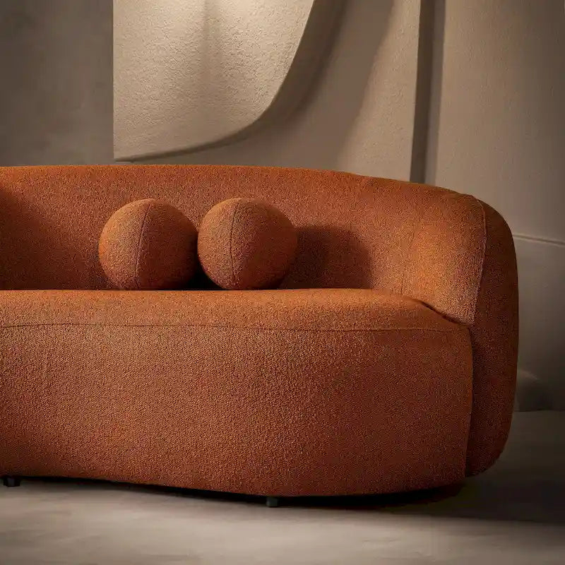 Divano curvo di lusso moderno in tessuto bouclé, stile Japandi, Blaine