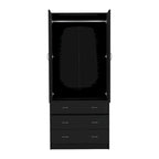 Armoire moderne à deux portes avec 3 tiroirs et 1 tringle pour chambre
