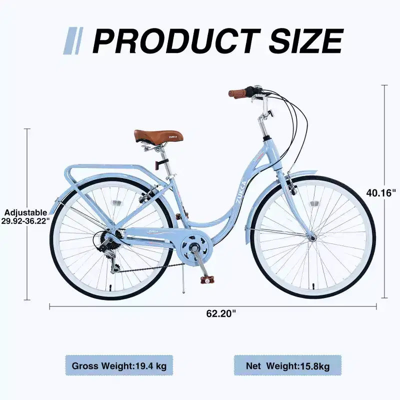 Zeus & Ruta Damenfahrrad, 24 Zoll, mit 7 Gängen und Stahlrahmen