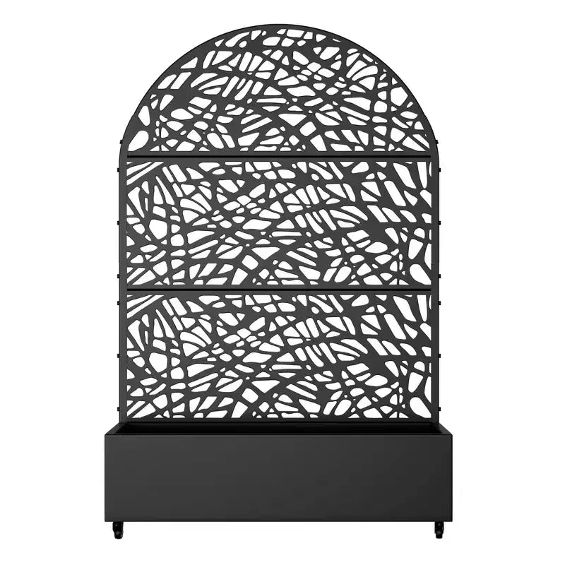 MAYEERTY jardinière en fer noir arquée de 72x47 avec treillis, ensemble de 3 panneaux décoratifs pour jardin, terrasse et balcon