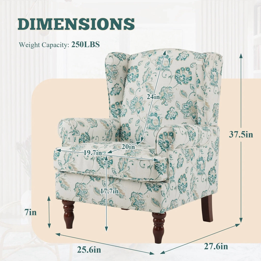 Fauteuil d’appoint moderne Erommy, fauteuil à dossier haut, canapé une place en tissu rembourré avec boutons et pieds en bois pour le salon