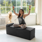 Méridienne convertible Avana Kami / yoga et massage – pouf 2-en-1 avec chaise longue de yoga pliable escamotable, microvelours – N/A