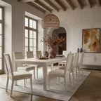 Set da pranzo moderno - tavolo da 80 + 6 sedie imbottite, struttura in legno massello, portata del tavolo di 400 lb, facile da montare