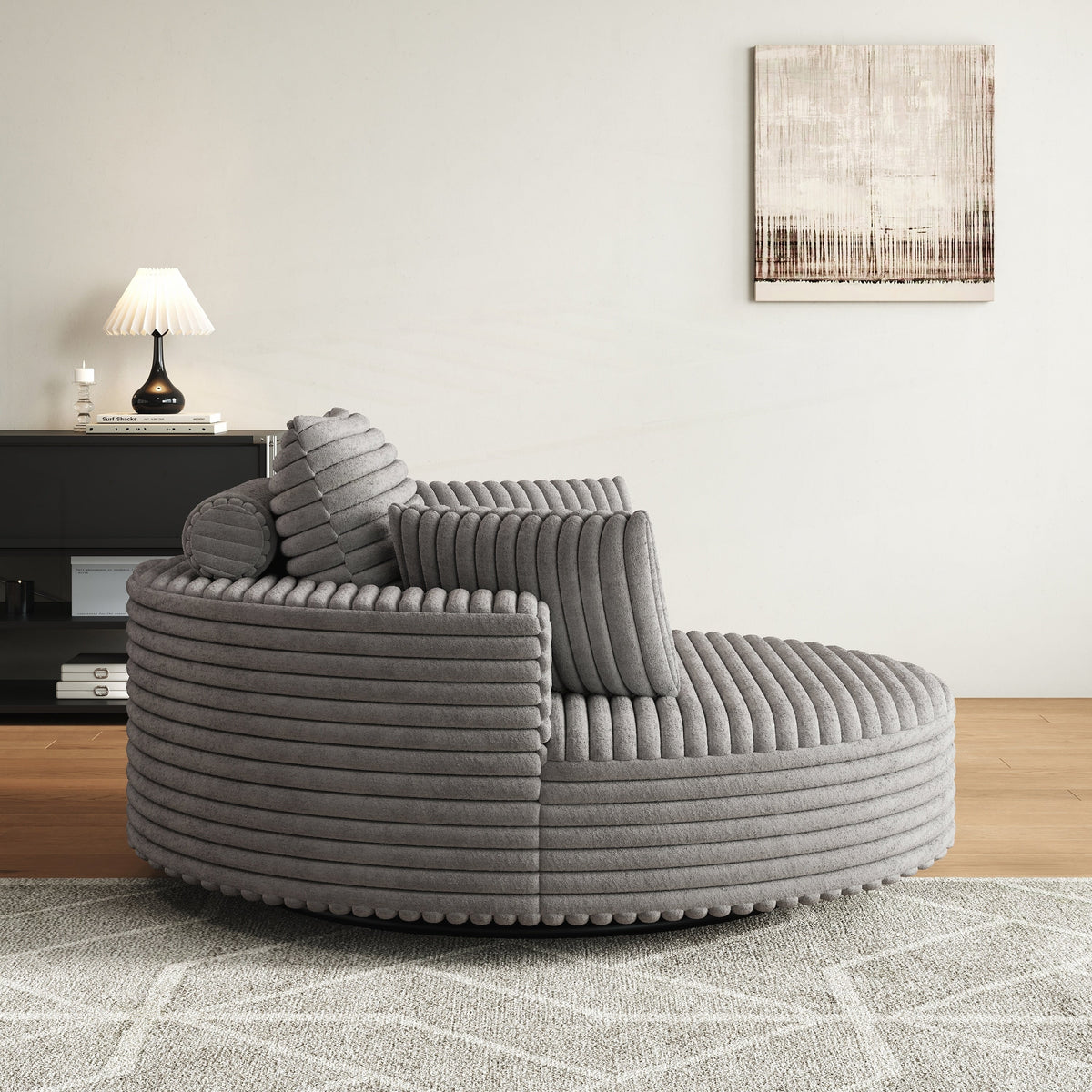 Fauteuil pivotant individuel en mousse et chenille côtelée
